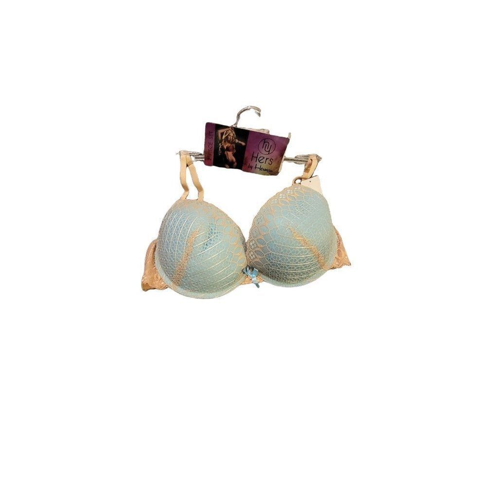 Hers by Herman Womens Green Tan Lace Normal Strap Wireless Demi Bra Size 36D